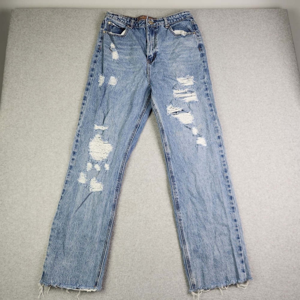 Flying Angel Jeans Women 11 Blue Denim Streetwear Grunge Boho Distressed Raw Hem